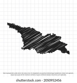 Map of Georgia freehand drawing on a sheet of exercise book. Vector illustration.