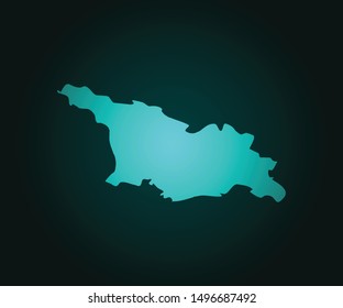 Map of Georgia green vector isolated on dark background. High detailed green vector map, Georgia symbol for your web site design map - Vector illustration eps 10.