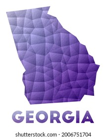 Map of Georgia. Low poly illustration of the us state. Purple geometric design. Polygonal vector illustration.