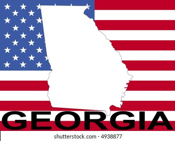 map of Georgia on American flag illustration