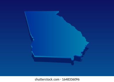 map of Georgia on blue background. Vector modern isometric concept greeting Card illustration eps 10.