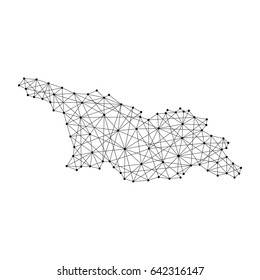 Map of Georgia from polygonal black lines and dots of vector illustration