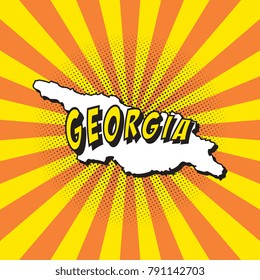 map of georgia in pop art style with radial lines and halftone dots