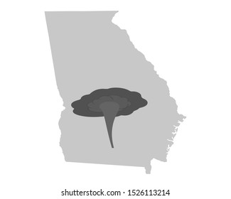 Map of Georgia and tornado symbol