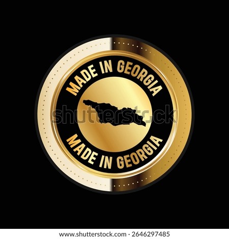 Map of Georgia. Vector illustration. Logo, Icon, and Symbol. Georgia map gold seal. 