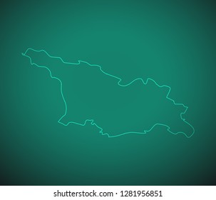 Map of Georgia,Green map on dark background. Vector illustration eps 10.