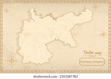 Map of German Empire in the old style, brown graphics in retro fantasy style.