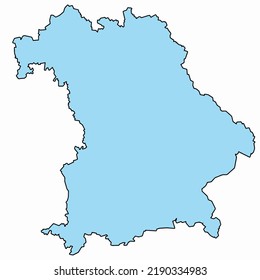 A Map Of The German  Federal State Bavaria. The Vector Graphic Show The Border (black) And The Terrain Of Bavaria (blue). There Is No Background Interlaced.