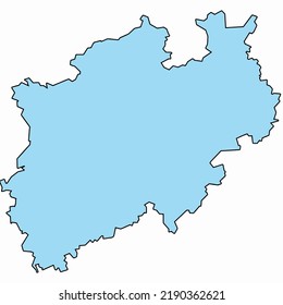 A map of the German  federal state Mecklenburg-Vorpommern. The vector graphic show the border (black) and the terrain of Bavaria (blue). There is no background interlaced.