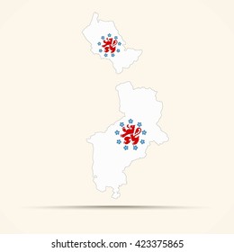 Map of German-speaking Community of Belgium in German-speaking Community of Belgium flag colors


