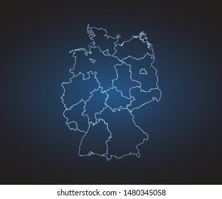 Map of Germany - Abstract mash line and point scales on circuit dark background. symbol for your web site design map logo, app, ui,Travel. Vector illustration eps 10.
