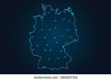 Map of germany , Abstract mash line and point scales on dark background for your web site design map logo, app, ui,Travel. Vector illustration eps 10.