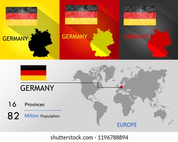 map of Germany background Earth map,Population,province on Vector illustration eps 10.Triangle flag Vector