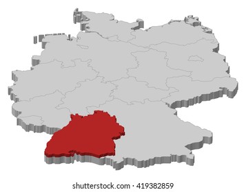 Map - Germany, Baden-Wuerttemberg - 3D-Illustration