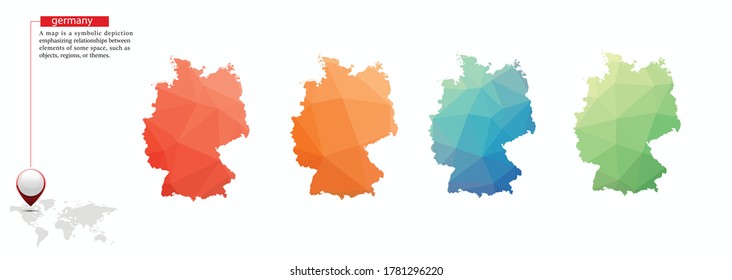 Map of Germany - Blue Geometric Rumpled Triangular , Polygonal Design For Your . Vector illustration eps 10.