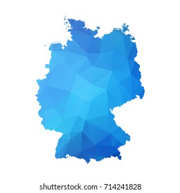 Map of Germany - Blue Geometric Rumpled Triangular , Polygonal Design For Your . Vector illustration eps 10.