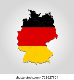 Map of Germany with the boundaries of the cities of the country. Vector