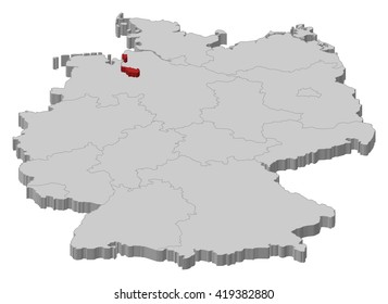 Map - Germany, Bremen - 3D-Illustration