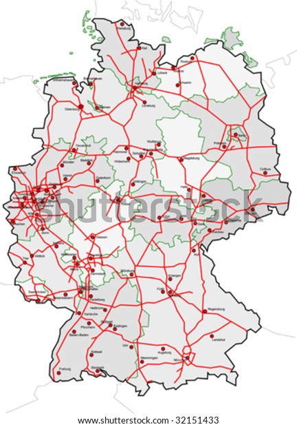 Map Germany Cities Country Autobahn Stock Vector (royalty Free 