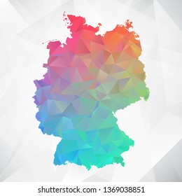 Map of Germany. Colorful Geometric Rumpled Triangular , Polygonal Design For Your . Vector illustration eps 10.