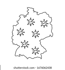 Mapa de Alemania y coronavirus, cuarentena en Alemania simple ilustración vectorial de línea