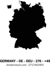 Mapa de Alemania con código de país y código de marcación