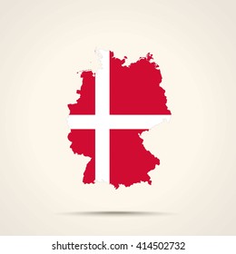 Map of Germany in Denmark flag colors