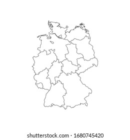 Mapa de Alemania diseñado a 13 estados federales y 3 ciudades-estado - Berlín, Bremen y Hamburgo, Europa. 