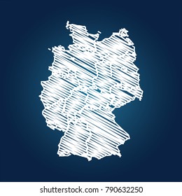 Map of Germany, Drawing map on blackboard of Germany. drawn on chalkboard with scribbled map of Germany can be use for education. vector illustration.