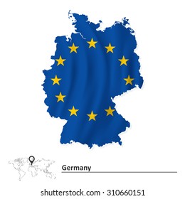 Map of Germany with European Union flag - vector illustration