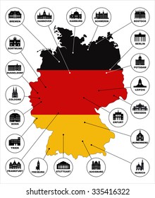 Map of Germany. Famous places in Germany.