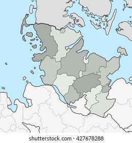 Map of Germany federal state Schleswig-Holstein with neighboring federal states