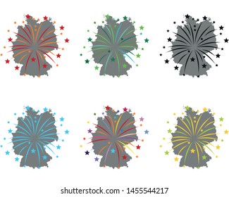 Map of Germany with fireworks
