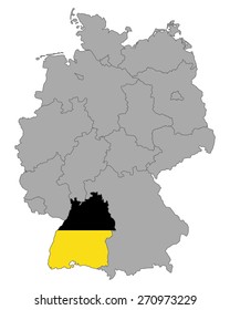 Map of Germany with flag of Baden-Wuerttemberg