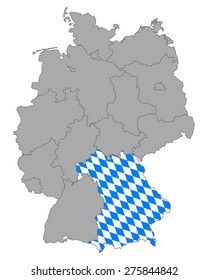 Map of Germany with flag of Bavaria
