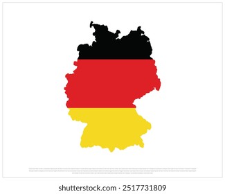 Map of Germany with flag, Map of Germany, Independence Day, Germany, Vector illustration of Germany flag on white background, Editable vector Design of  Map on a white background