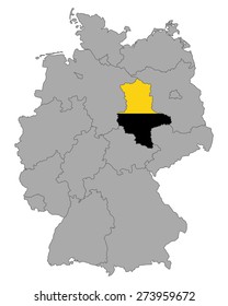 Map of Germany with flag of Saxony-Anhalt