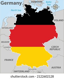 Map of Germany with German flag. Vector image