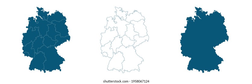 Map of the Germany in gray on a white background