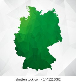 Map of Germany - Green Geometric Rumpled Triangular , Polygonal Design For Your . Vector illustration eps 10.