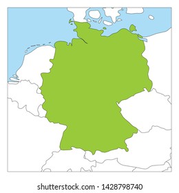 Map of Germany green highlighted with neighbor countries.