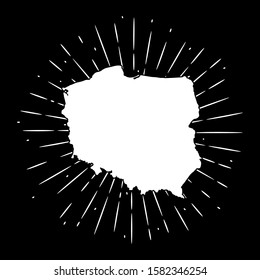 Map of Germany. Hand drawn vector illustration with a map of the Germany and divergent rays. Used for poster, banner, web, t-shirt print, bag print, badges, flyer, logo design and more. 