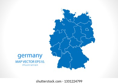 Map of germany - High detailed blue map on white background. Abstract design vector illustration