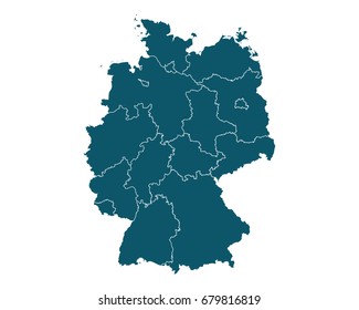 Map of Germany - High detailed on white background. Abstract design vector illustration eps 10.