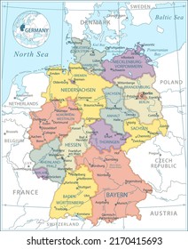 Map Germany Highly Detailed Vector Illustration Stock Vector (Royalty ...