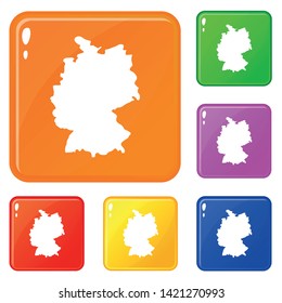 Map of Germany icons set collection vector 6 color isolated on white background