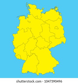 Map of Germany isolated on a blue background.