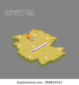 Map Germany isometric concept. 3d flat illustration of Map Germany. map infographics design template