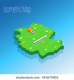 Map Germany isometric concept. 3d flat illustration of Map Germany. map infographics design template  