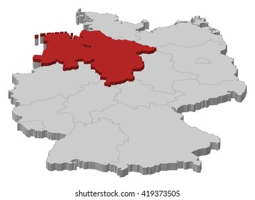 Map - Germany, Lower Saxony - 3D-Illustration